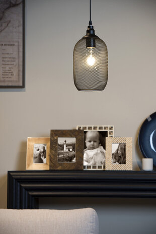 Lucide MESH - Hanglamp - Ø 15 cm - 1xE27 - Zwart Lucide MESH - Hanglamp - Ø 15 cm - 1xE27 - Zwart