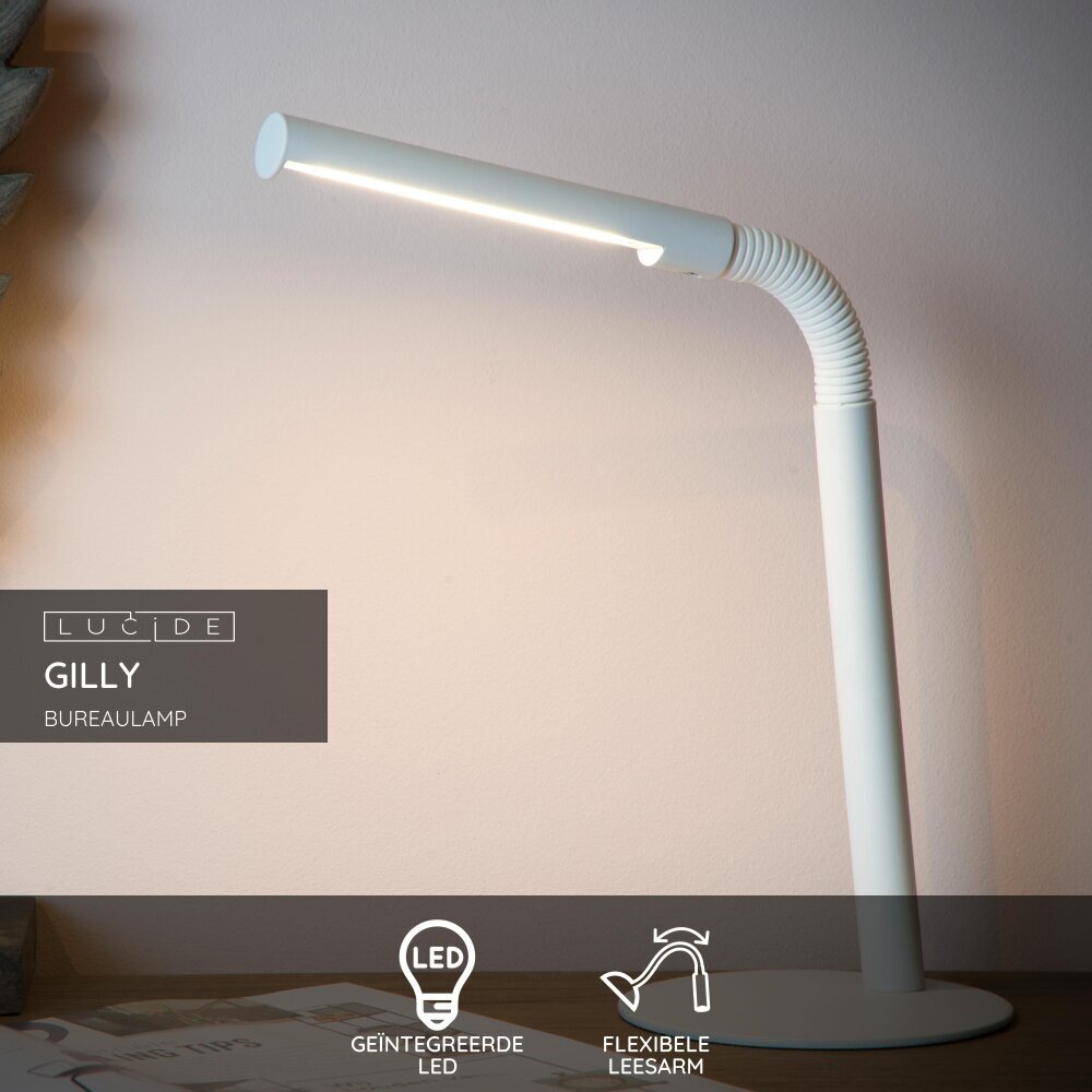 Lucide GILLY - Bureaulamp - LED - 1x5W 2700K - Wit Lucide GILLY - Bureaulamp - LED - 1x5W 2700K - Wit