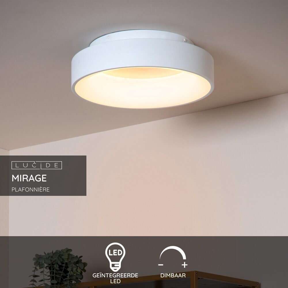 Lucide MIRAGE - Plafonnière - Ø 38 cm - LED Dimb. - 1x22W 2700K - Wit Lucide MIRAGE - Plafonnière - Ø 38 cm - LED Dimb. - 1x22W 2700K - Wit