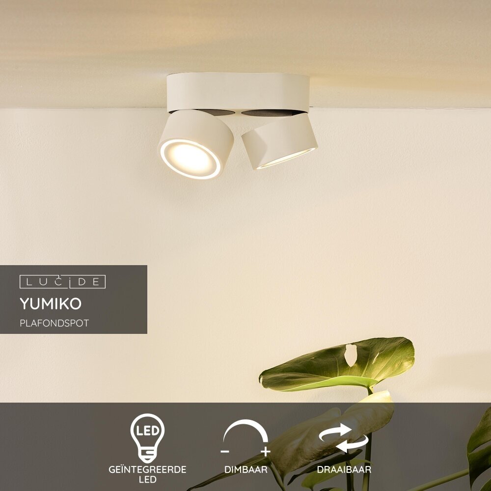 Lucide YUMIKO - Plafondspot - Ø 7,8 cm - LED Dimb. - 2x10W 2700K - Wit Lucide YUMIKO - Plafondspot - Ø 7,8 cm - LED Dimb. - 2x10W 2700K - Wit