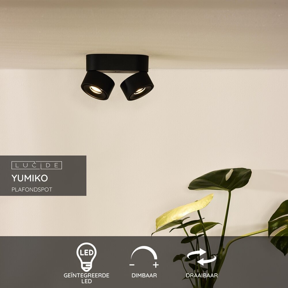 Lucide YUMIKO - Plafondspot - LED Dimb. - 2x10W 2700K - Zwart Lucide YUMIKO - Plafondspot - LED Dimb. - 2x10W 2700K - Zwart