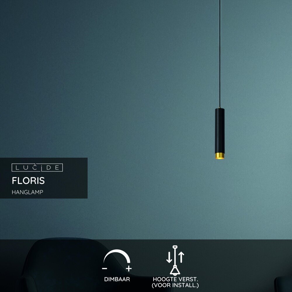 Lucide FLORIS - Hanglamp - Ø 5,9 cm - 1xGU10 (MR16) - Zwart