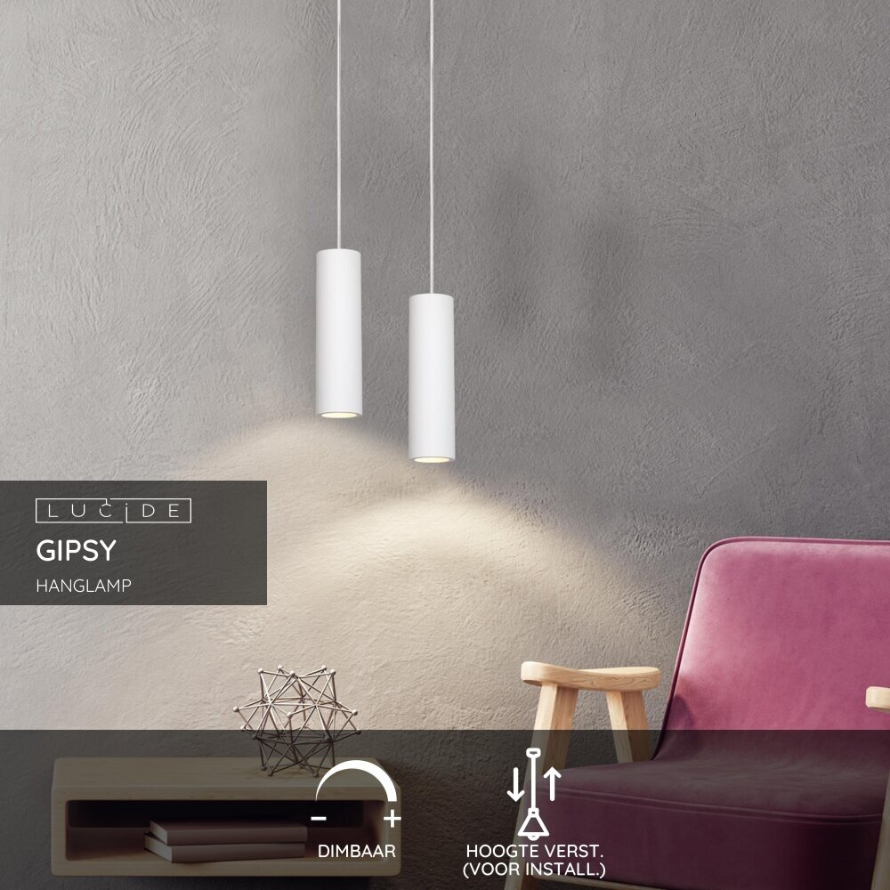 Lucide GIPSY - Hanglamp - Ø 7 cm - 1xGU10 (MR16) - Wit