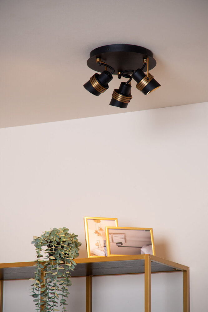 Lucide TUNDRAN - Plafondspot - Ø 21 cm - 3xGU10 - Zwart Lucide TUNDRAN - Plafondspot - Ø 21 cm - 3xGU10 - Zwart