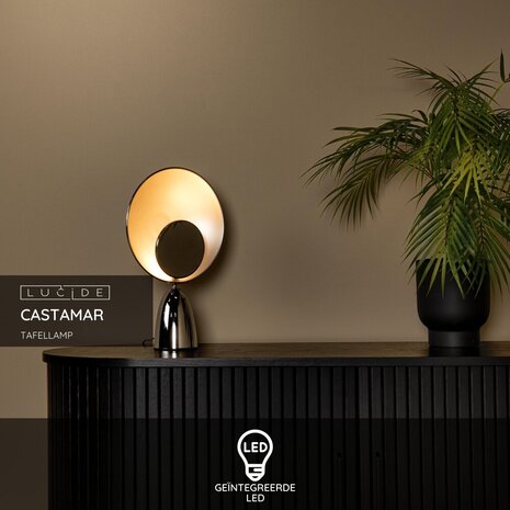 Lucide CASTAMAR - Tafellamp - Ø 25,5 cm - LED - 1x8W 2100K - Chroom Lucide CASTAMAR - Tafellamp - Ø 25,5 cm - LED - 1x8W 2100K - Chroom