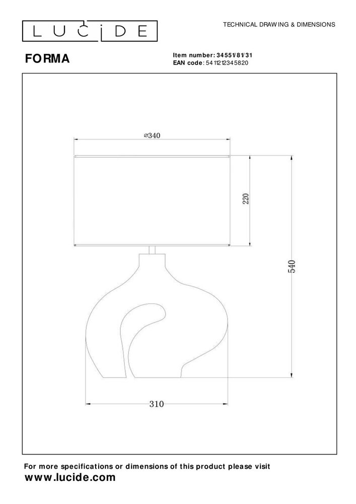 Lucide FORMA - Tafellamp - 1xE27 - Wit Lucide FORMA - Tafellamp - 1xE27 - Wit
