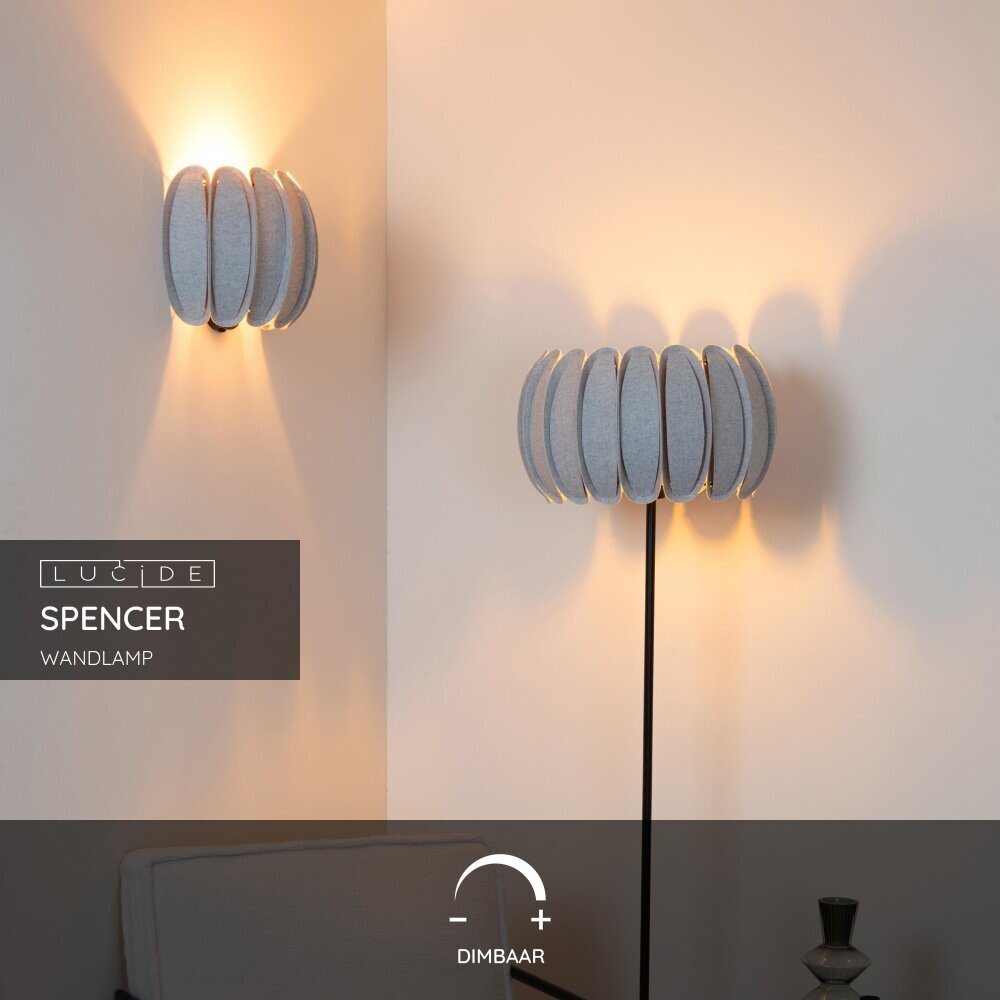 Lucide SPENCER - Wandlamp - 1xE27 - Grijs Lucide SPENCER - Wandlamp - 1xE27 - Grijs