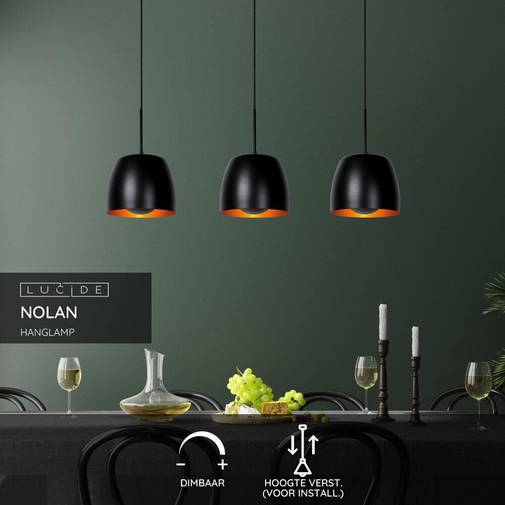 Lucide NOLAN - Hanglamp - 3xE27 - Zwart