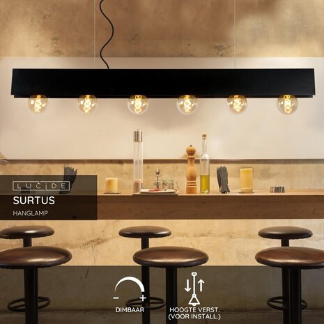Lucide SURTUS - Hanglamp - 6xE27 - Zwart Lucide SURTUS - Hanglamp - 6xE27 - Zwart