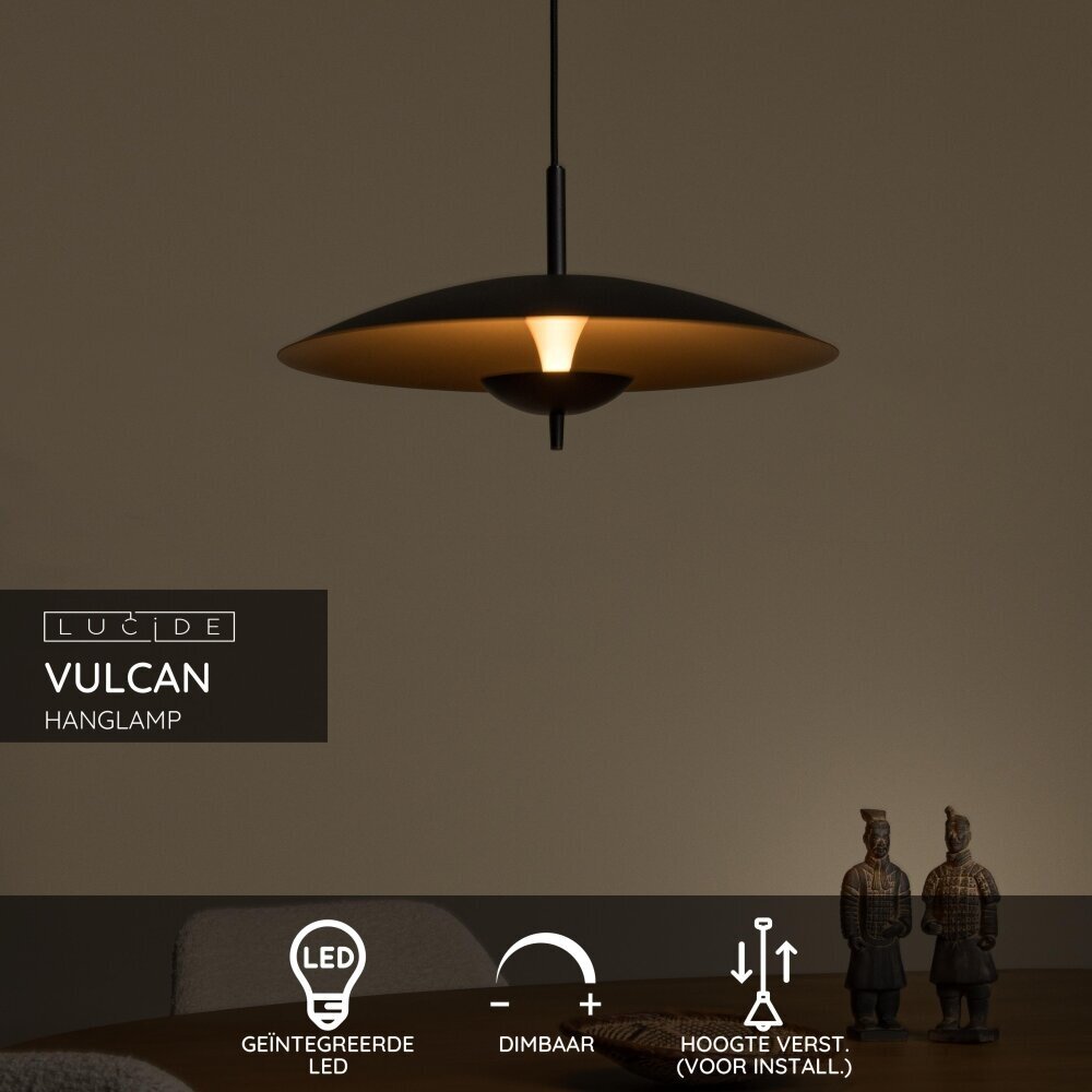 Lucide VULCAN - Hanglamp - Ø 47 cm - LED Dimb. - 1x9W 3000K - Zwart