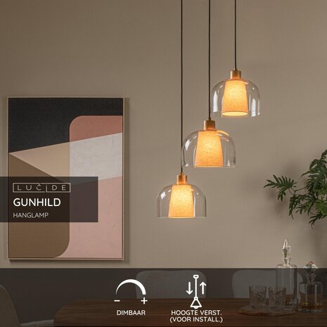Lucide GUNHILD - Hanglamp - 3xE27 - Transparant Lucide GUNHILD - Hanglamp - 3xE27 - Transparant