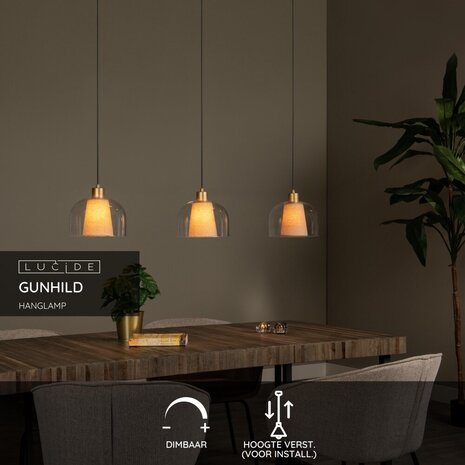 Lucide GUNHILD - Hanglamp - 3xE27 - Transparant Lucide GUNHILD - Hanglamp - 3xE27 - Transparant