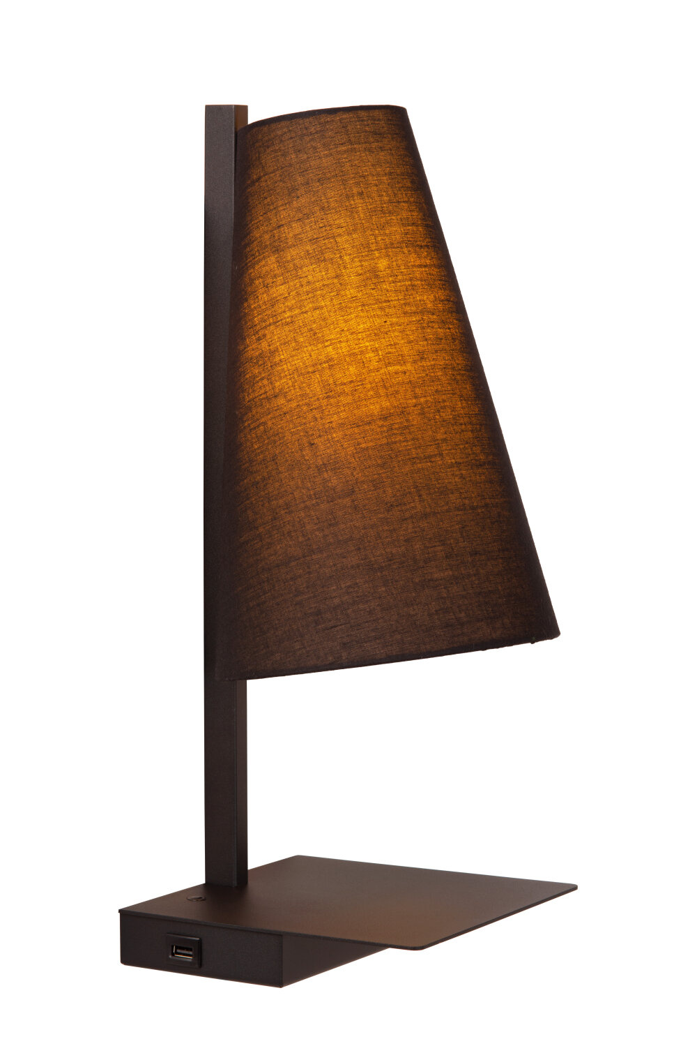 Lucide GREGORY - Bedlamp / Wandlamp - 1xE27 - Met USB oplaadpunt - Zwart