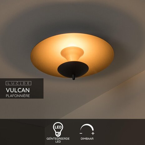 Lucide VULCAN - Plafonnière - Ø 35 cm - LED Dimb. - 1x9W 3000K - Zwart Lucide VULCAN - Plafonnière - Ø 35 cm - LED Dimb. - 1x9W 3000K - Zwart