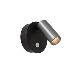 Lucide TONI - Oplaadbare Wandspot / Wandlamp - Accu/Batterij - Ø 8,1 cm - LED Dimb. - CCT - 1x2W 2700K/4000K - Bewegingssensor (uitschakelbaar) - Magnetisch - Grijs ijzer