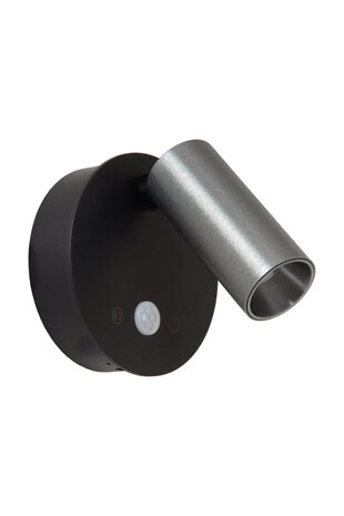 Lucide TONI - Oplaadbare Wandspot / Wandlamp - Accu/Batterij - Ø 8,1 cm - LED Dimb. - CCT - 1x2W 2700K/4000K - Bewegingssensor (uitschakelbaar) - Magnetisch - Grijs ijzer