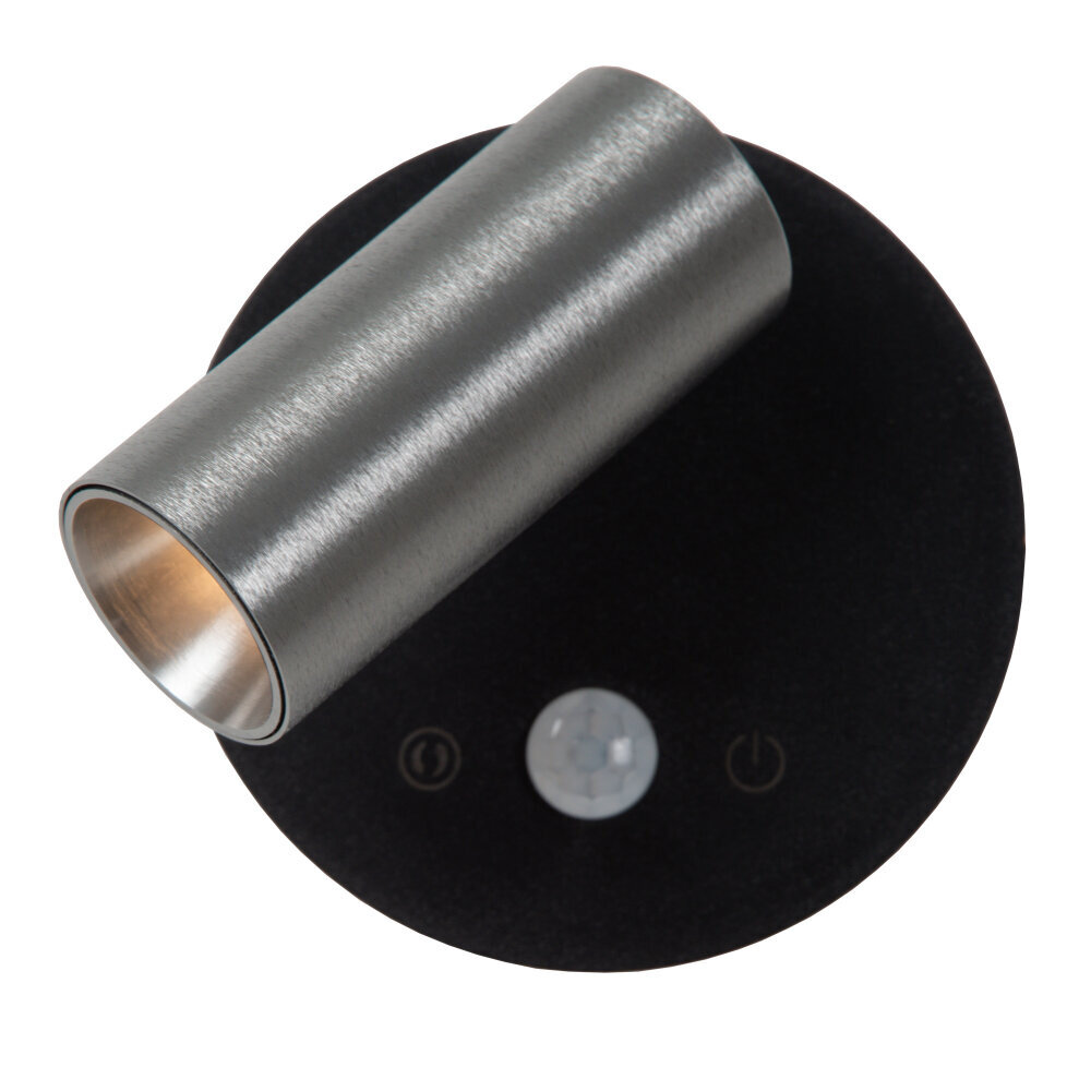 Lucide TONI - Oplaadbare Wandspot / Wandlamp - Accu/Batterij - Ø 8,1 cm - LED Dimb. - CCT - 1x2W 2700K/4000K - Bewegingssensor (uitschakelbaar) - Magnetisch - Grijs ijzer
