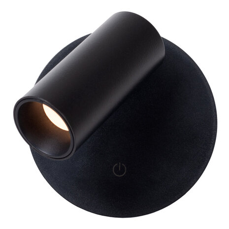 Lucide TONI - Oplaadbare Wandspot / Wandlamp - Accu/Batterij - Ø 8,1 cm - LED Dimb. - CCT - 1x2W 2700K/4000K - Magnetisch - Zwart