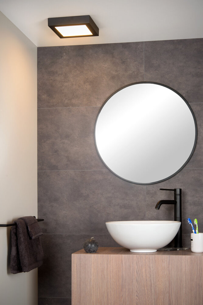 Lucide BRICE-LED - Plafonnière Badkamer - LED Dimb. - 1x22W 3000K - IP44 - Zwart Lucide BRICE-LED - Plafonnière Badkamer - LED Dimb. - 1x22W 3000K - IP44 - Zwart