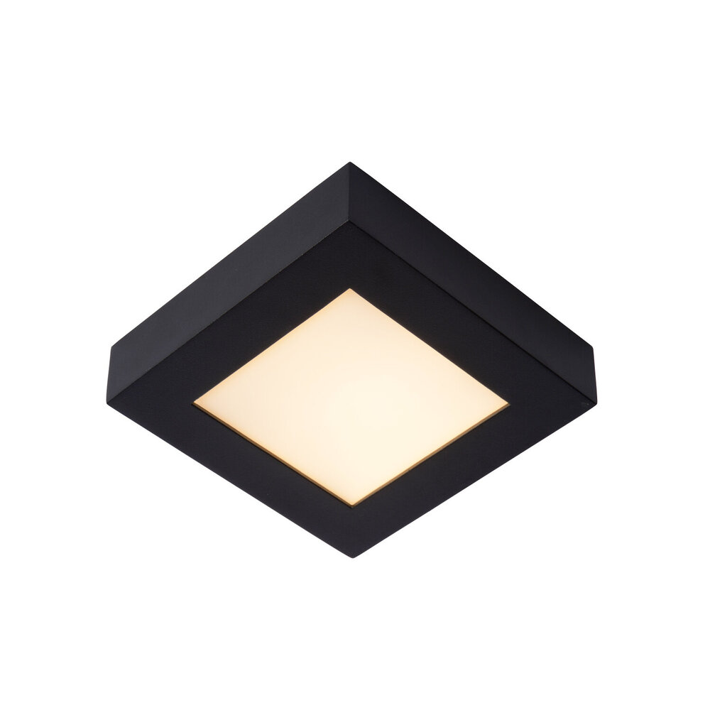Lucide BRICE-LED - Plafonnière Badkamer - LED Dimb. - 1x15W 3000K - IP44 - Zwart