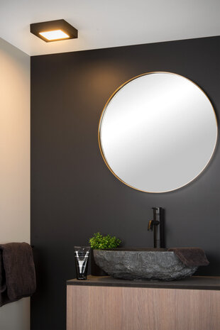 Lucide BRICE-LED - Plafonnière Badkamer - LED Dimb. - 1x15W 3000K - IP44 - Zwart Lucide BRICE-LED - Plafonnière Badkamer - LED Dimb. - 1x15W 3000K - IP44 - Zwart