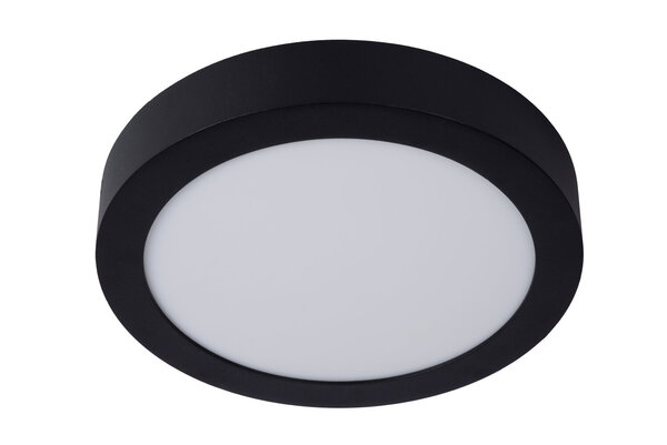 Lucide BRICE-LED - Plafonnière Badkamer - Ø 24 cm - LED Dimb. - 1x15W 3000K - IP44 - Zwart