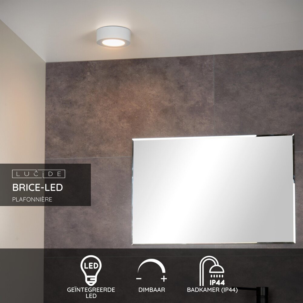 Lucide BRICE-LED - Plafonnière Badkamer - Ø 11,7 cm - LED Dimb. - 1x8W 3000K - IP44 - Wit Lucide BRICE-LED - Plafonnière Badkamer - Ø 11,7 cm - LED Dimb. - 1x8W 3000K - IP44 - Wit