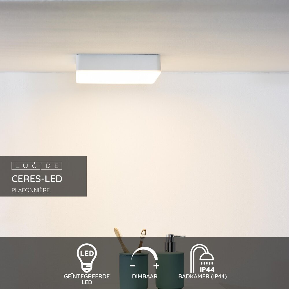 Lucide CERES-LED - Plafonnière Badkamer - LED Dimb. - 1x30W 3000K - IP44 - Wit