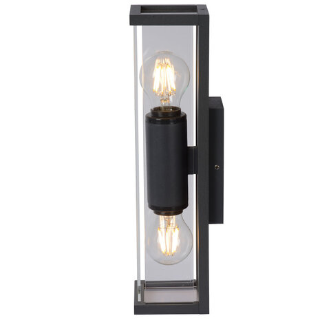 Lucide CLAIRE - Wandlamp Binnen/Buiten - 2xE27 - IP54 - Antraciet Lucide CLAIRE - Wandlamp Binnen/Buiten - 2xE27 - IP54 - Antraciet