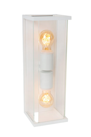 Lucide CLAIRE - Wandlamp Binnen/Buiten - 2xE27 - IP54 - Wit Lucide CLAIRE - Wandlamp Binnen/Buiten - 2xE27 - IP54 - Wit