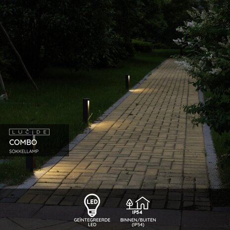 Lucide COMBO - Sokkellamp - Ø 9 cm - LED - 1x9W 3000K - IP54 - Zwart Lucide COMBO - Sokkellamp - Ø 9 cm - LED - 1x9W 3000K - IP54 - Zwart