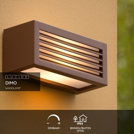 Lucide DIMO - Wandlamp Binnen/Buiten - 1xE27 - IP54 - Roest bruin Lucide DIMO - Wandlamp Binnen/Buiten - 1xE27 - IP54 - Roest bruin