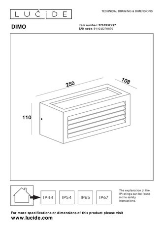 Lucide DIMO - Wandlamp Binnen/Buiten - 1xE27 - IP54 - Roest bruin Lucide DIMO - Wandlamp Binnen/Buiten - 1xE27 - IP54 - Roest bruin