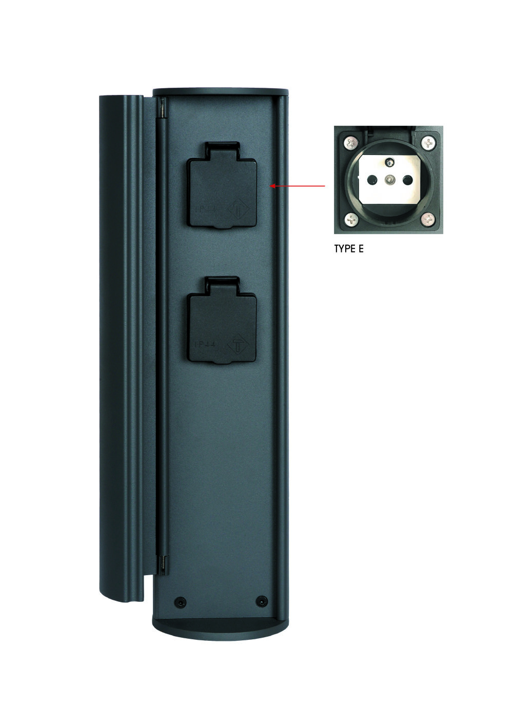 Lucide POWERPOINT - Buitenstopcontact zuil - Stopcontacten met penaarde - Type E - FR, BE, POL, SVK & CZE norm - Ø 10 cm - IP44 ? Antraciet