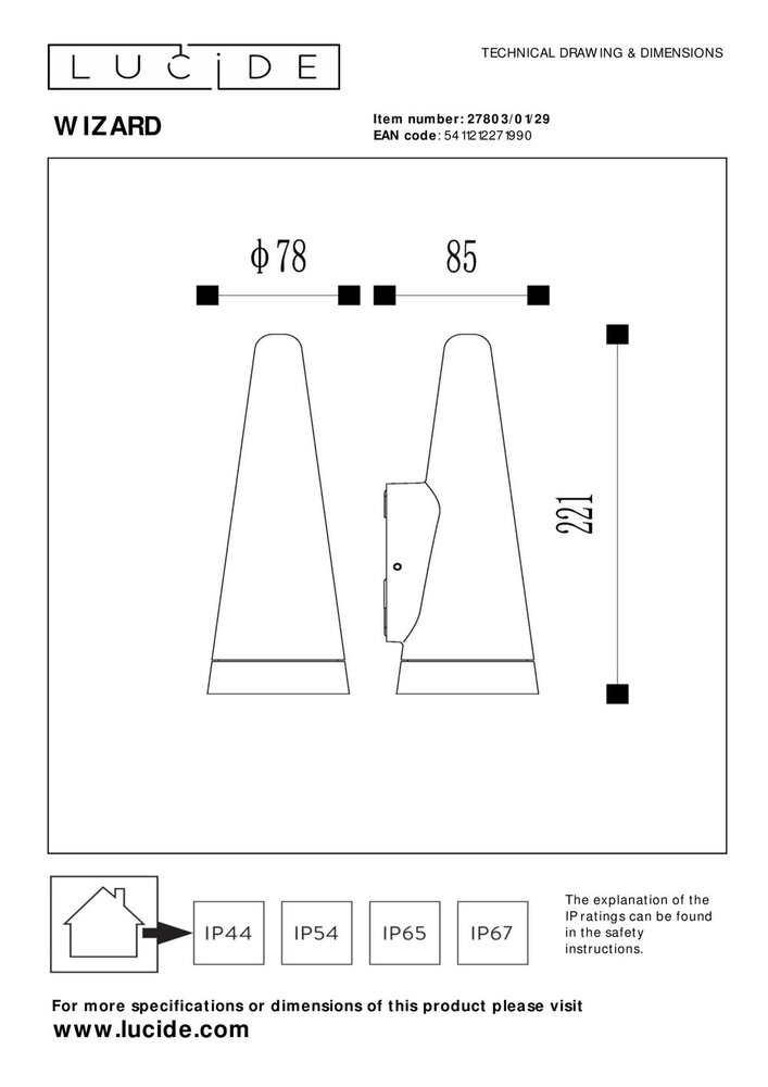 Lucide WIZARD - Wandlamp Binnen/Buiten - LED Dimb. - 1xGU10 - IP54 - Antraciet Lucide WIZARD - Wandlamp Binnen/Buiten - LED Dimb. - 1xGU10 - IP54 - Antraciet