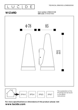 Lucide WIZARD - Wandlamp Binnen/Buiten - LED Dimb. - 1xGU10 - IP54 - Antraciet Lucide WIZARD - Wandlamp Binnen/Buiten - LED Dimb. - 1xGU10 - IP54 - Antraciet