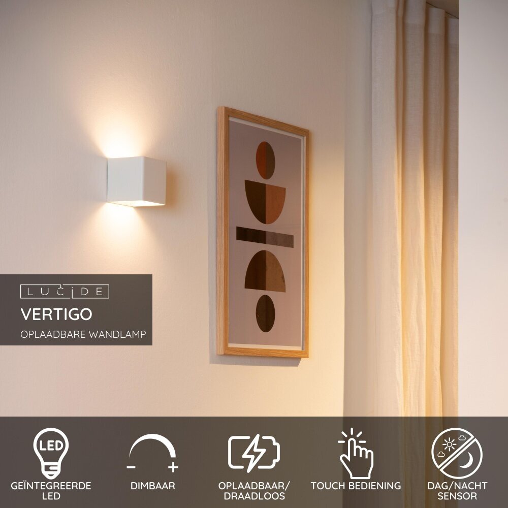 Lucide VERTIGO - Oplaadbare Wandlamp Binnen/Buiten - Accu/Batterij - LED Dimb. - 1x6W 2700K - IP54 - Bewegingssensor - Magnetisch - Wit Lucide VERTIGO - Oplaadbare Wandlamp Binnen/Buiten - Accu/Batterij - LED Dimb. - 1x6W 2700K - IP54 - Bewegingssensor - Magnetisch - Wit