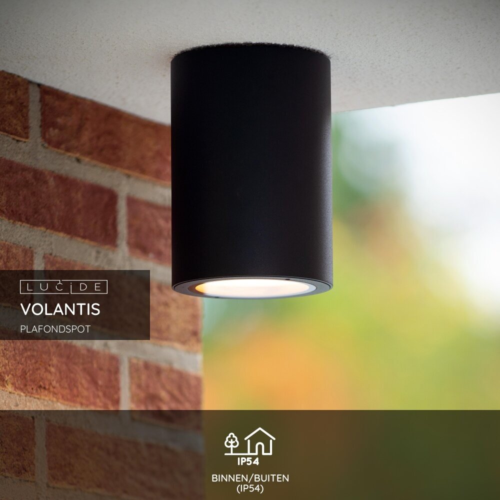 Lucide VOLANTIS - Plafondspot Binnen/Buiten - Ø 10,8 cm - 1xE27 - IP54 - Zwart