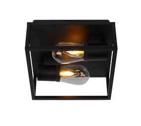 Lucide CARLYN - Plafonnière Badkamer - 2xE14 - IP54 - Zwart Lucide CARLYN - Plafonnière Badkamer - 2xE14 - IP54 - Zwart