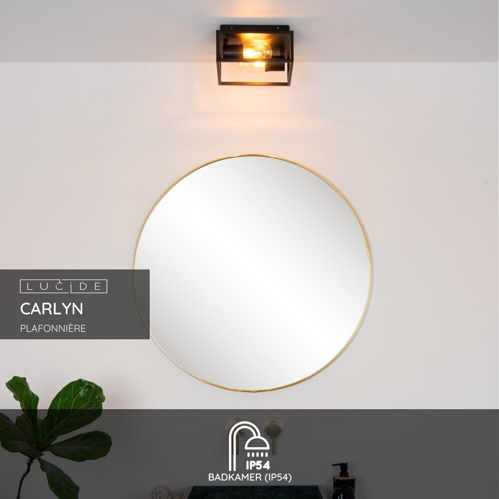 Lucide CARLYN - Plafonnière Badkamer - 2xE14 - IP54 - Zwart Lucide CARLYN - Plafonnière Badkamer - 2xE14 - IP54 - Zwart