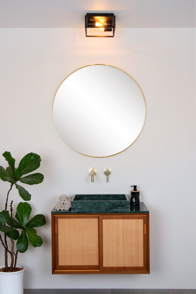 Lucide CARLYN - Plafonnière Badkamer - 2xE14 - IP54 - Zwart Lucide CARLYN - Plafonnière Badkamer - 2xE14 - IP54 - Zwart