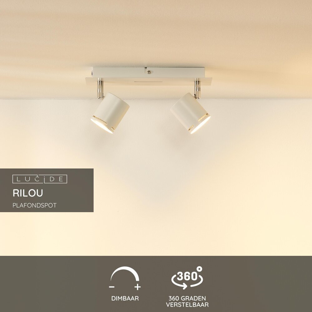 Lucide RILOU - Plafondspot - LED Dimb. - GU10 (MR16) - 2x5W 3000K - Wit Lucide RILOU - Plafondspot - LED Dimb. - GU10 (MR16) - 2x5W 3000K - Wit