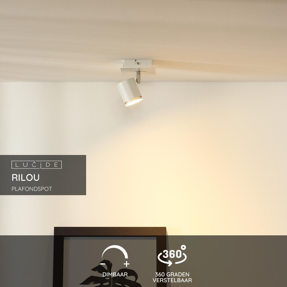 Lucide RILOU - Plafondspot - LED Dimb. - GU10 (MR16) - 1x5W 3000K - Wit Lucide RILOU - Plafondspot - LED Dimb. - GU10 (MR16) - 1x5W 3000K - Wit