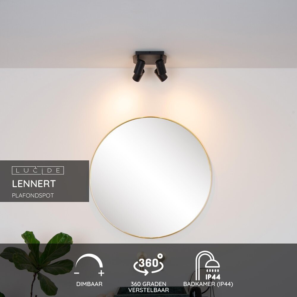 Lucide LENNERT - Plafondspot Badkamer - LED Dimb. - GU10 - 4x5W 3000K - IP44 - Zwart Lucide LENNERT - Plafondspot Badkamer - LED Dimb. - GU10 - 4x5W 3000K - IP44 - Zwart