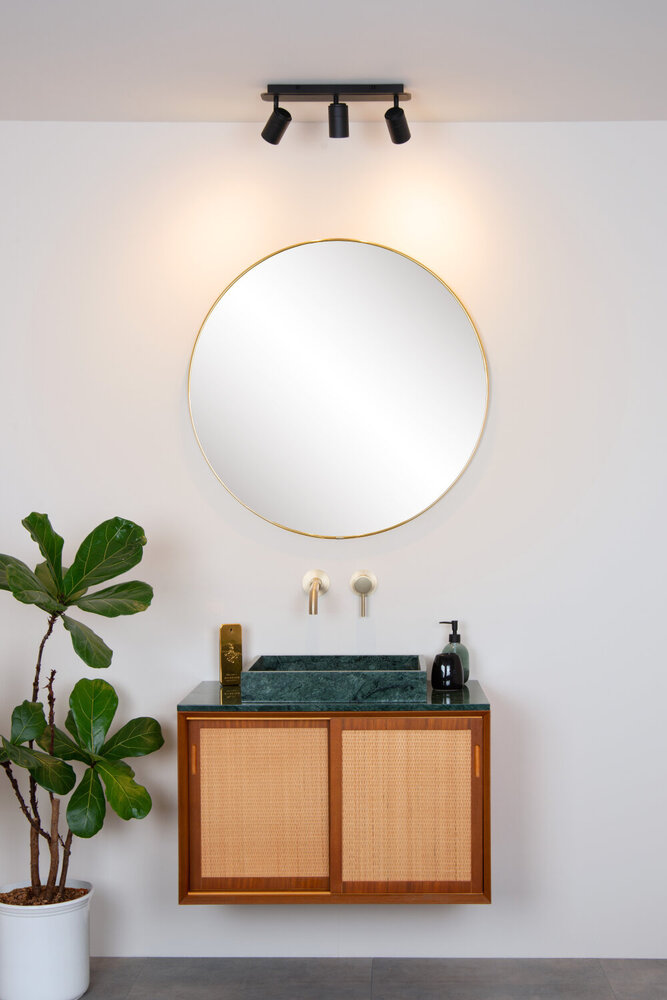 Lucide LENNERT - Plafondspot Badkamer - LED Dimb. - GU10 - 3x5W 3000K - IP44 - Zwart