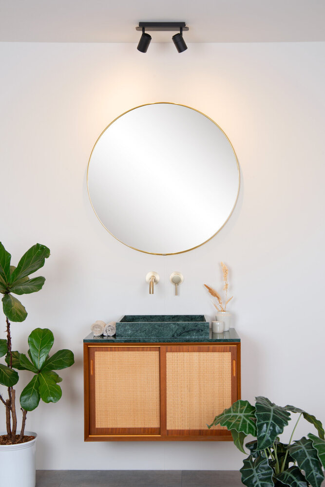 Lucide LENNERT - Plafondspot Badkamer - LED Dimb. - GU10 - 2x5W 3000K - IP44 - Zwart