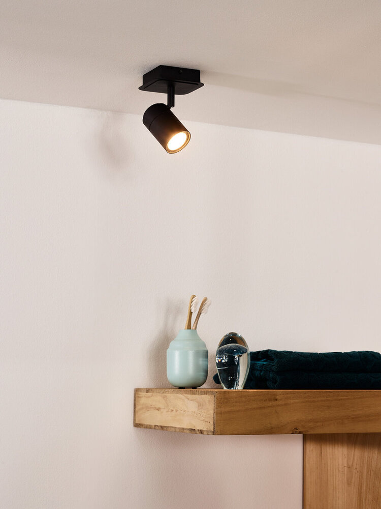 Lucide LENNERT - Plafondspot Badkamer - LED Dimb. - GU10 - 1x5W 3000K - IP44 - Zwart Lucide LENNERT - Plafondspot Badkamer - LED Dimb. - GU10 - 1x5W 3000K - IP44 - Zwart