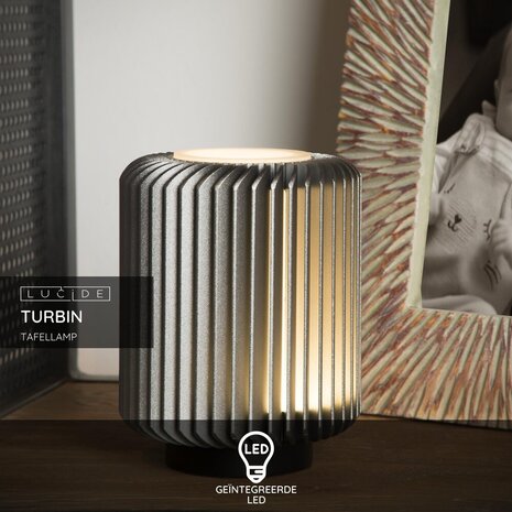 Lucide TURBIN - Tafellamp - Ø 10,6 cm - LED - 1x5W 3000K - Grijs Lucide TURBIN - Tafellamp - Ø 10,6 cm - LED - 1x5W 3000K - Grijs