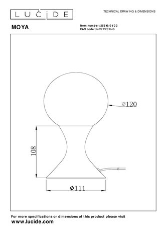 Lucide MOYA - Tafellamp - Ø 12 cm - 1xG9 - Mat Goud / Messing