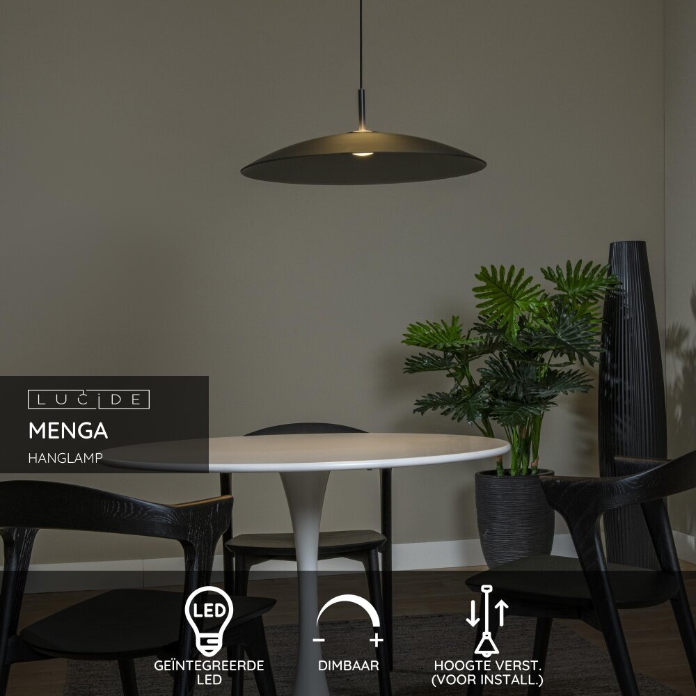 Lucide MENGA - Hanglamp - Ø 60 cm - LED Dimb. - 1x18,6W 2700K - Fumé | Premium Lucide MENGA - Hanglamp - Ø 60 cm - LED Dimb. - 1x18,6W 2700K - Fumé | Premium